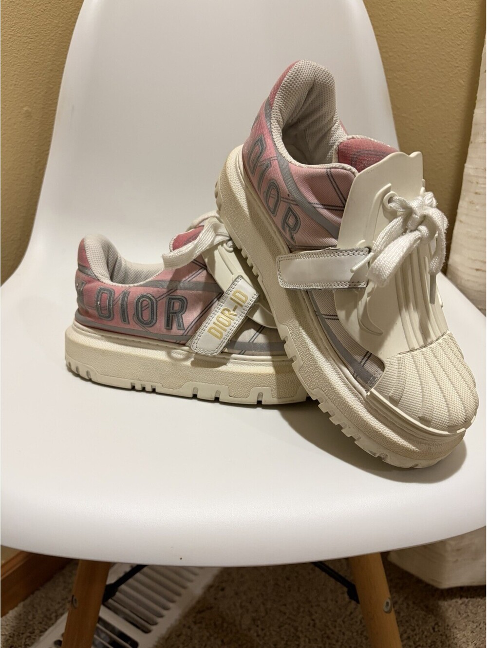 Christian Dior Multicolor Pink Grey Canvas Rubber Dior ID Sneakers Size 36 US 6